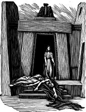 wood-engraving original print: Clytemnestra for The Orestian Trilogy for Aeschylus